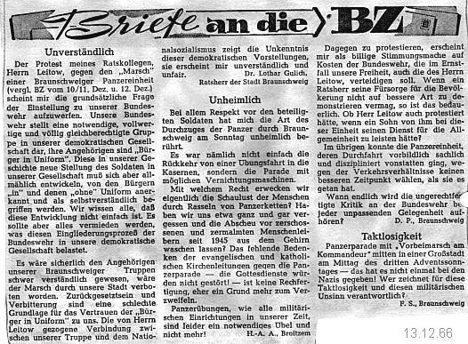 Leserbriefe zum Durchmarsch